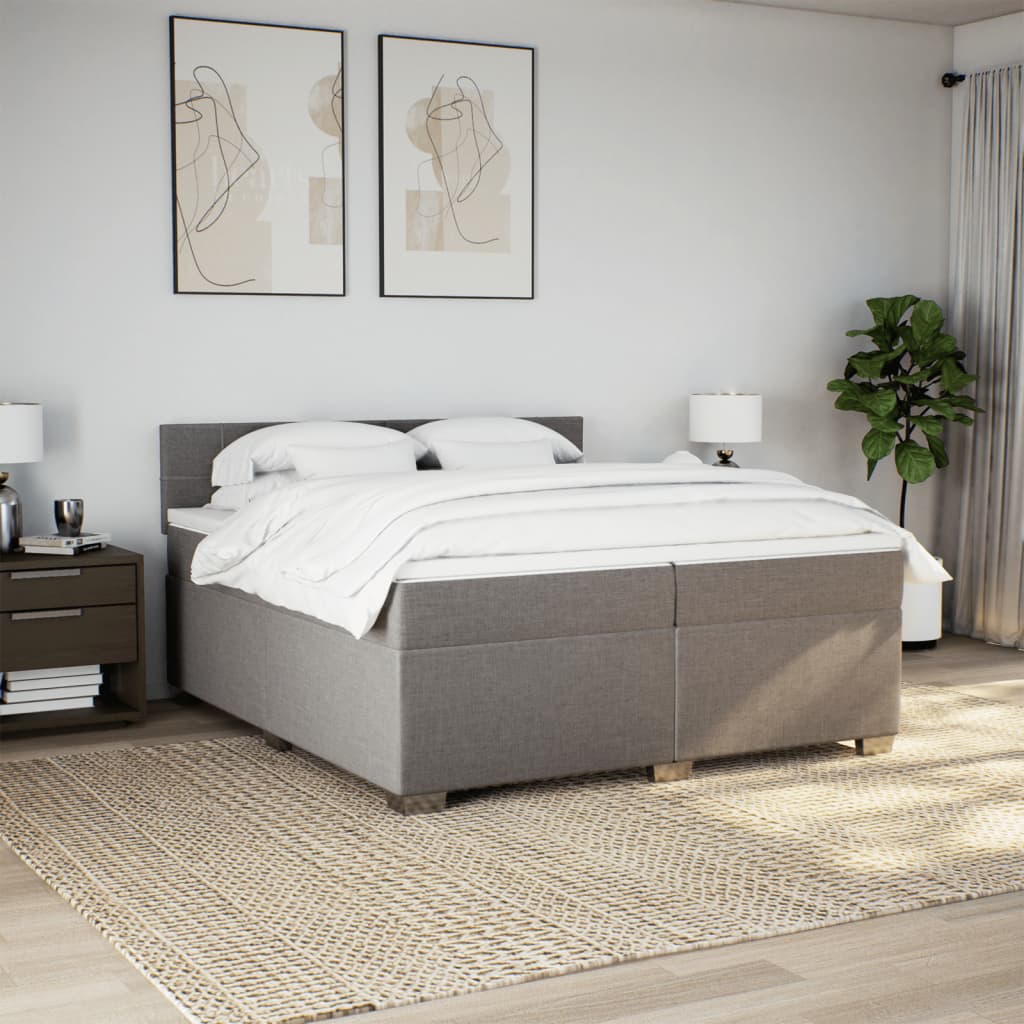 Κρεβάτι Boxspring με Στρώμα Taupe 200x200 εκ. Υφασμάτινο