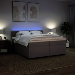 Κρεβάτι Boxspring με Στρώμα Taupe 200x200 εκ. Υφασμάτινο