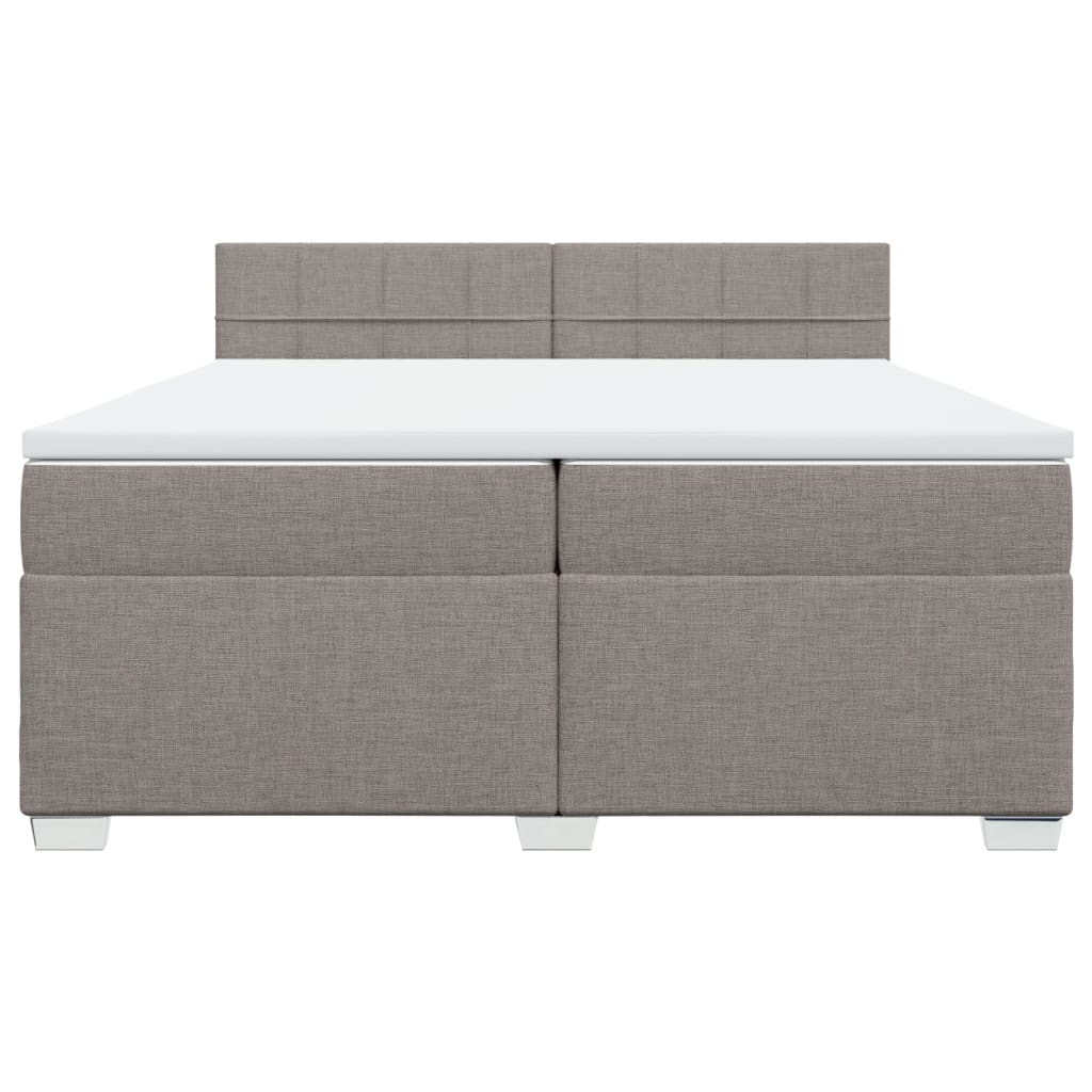 Κρεβάτι Boxspring με Στρώμα Taupe 200x200 εκ. Υφασμάτινο