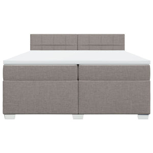 Κρεβάτι Boxspring με Στρώμα Taupe 200x200 εκ. Υφασμάτινο