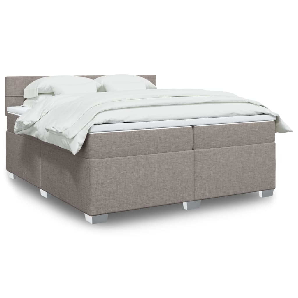 Κρεβάτι Boxspring με Στρώμα Taupe 200x200 εκ. Υφασμάτινο