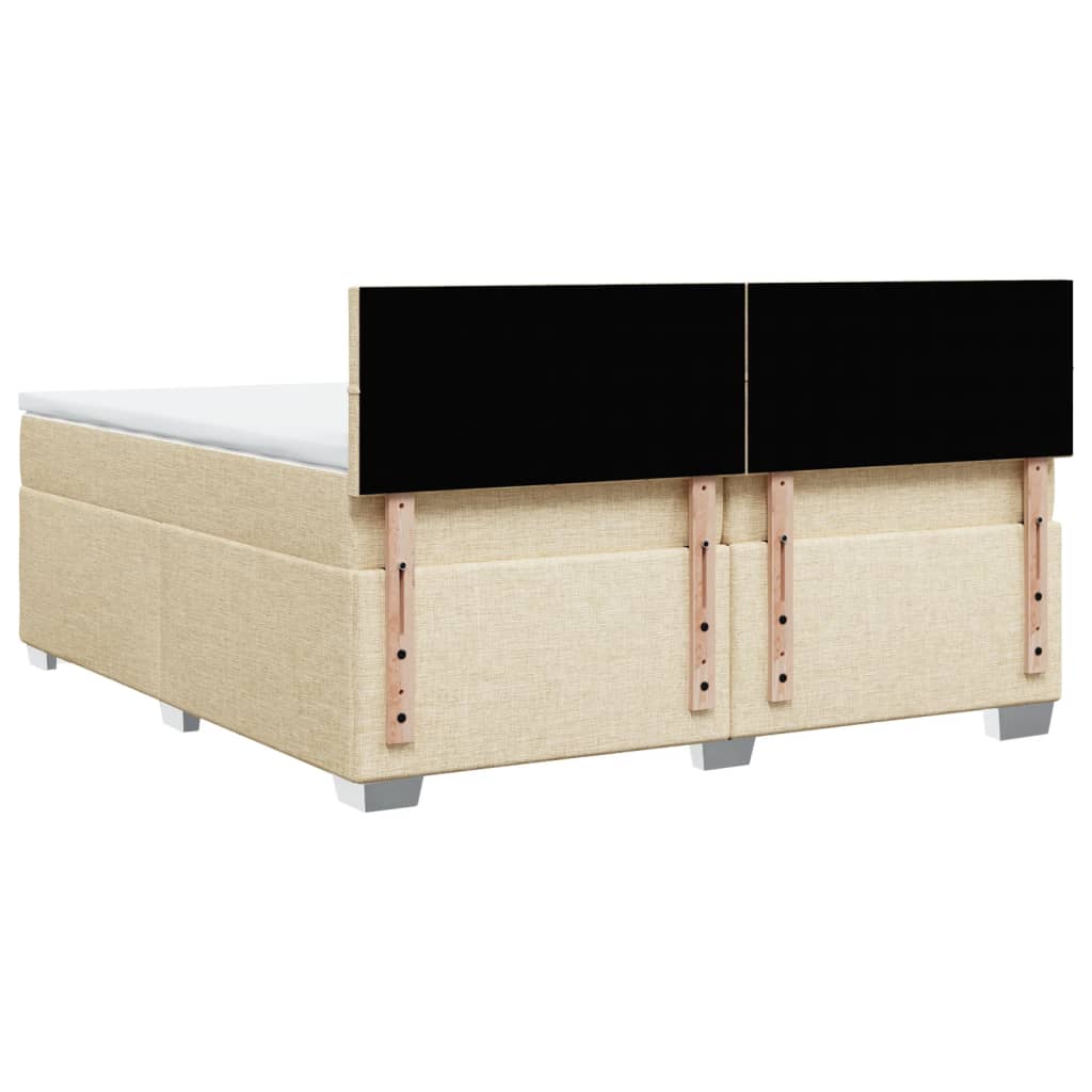Κρεβάτι Boxspring με Στρώμα Κρεμ 200x200 εκ. Υφασμάτινο - Pakobazaar