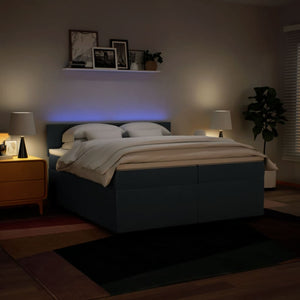 Κρεβάτι Boxspring με Στρώμα Μπλε 200x200 εκ. Υφασμάτινο - Pakobazaar