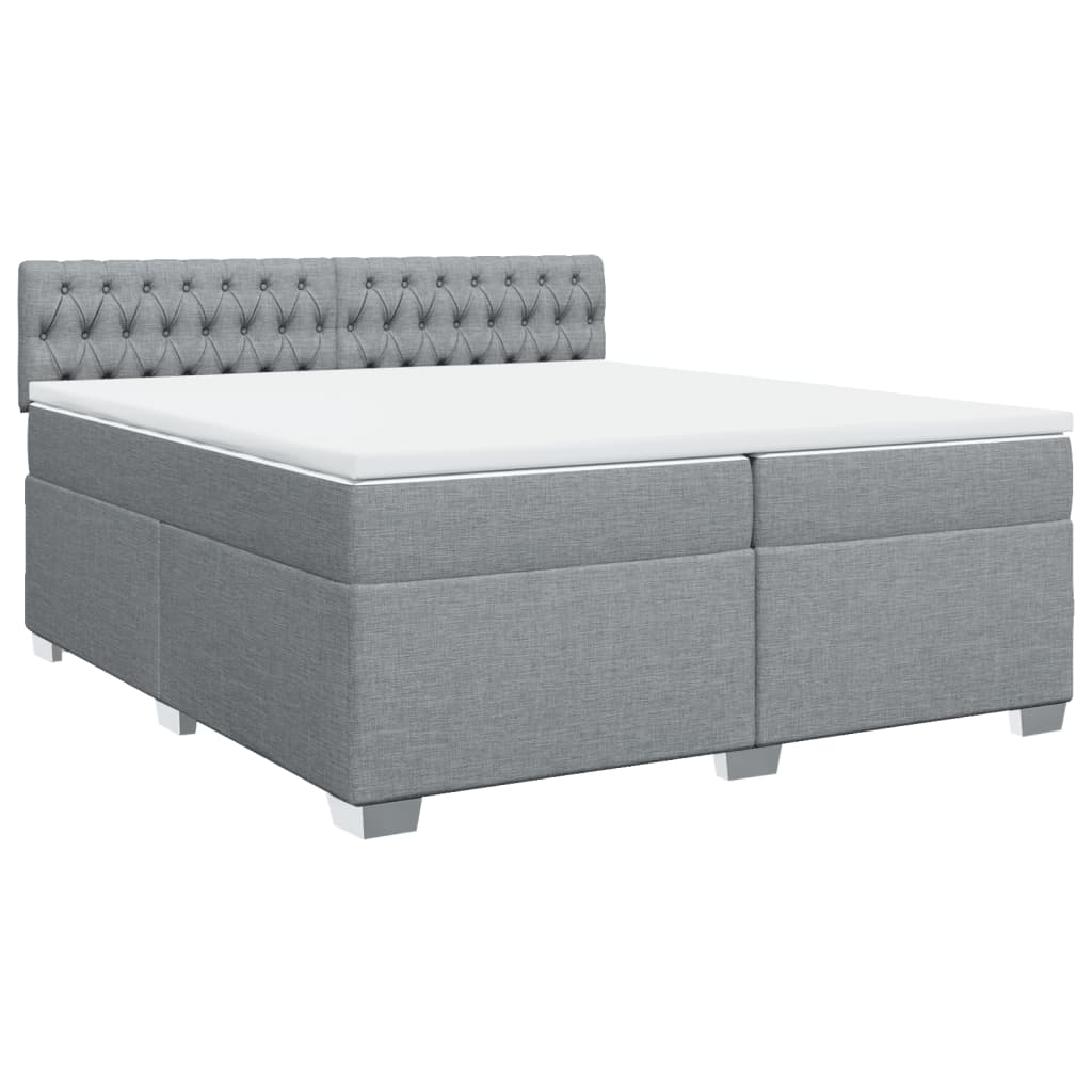 Κρεβάτι Boxspring με Στρώμα Ανοιχτό Γκρι 200x200 εκ. Υφασμάτινο - Pakobazaar
