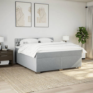 Κρεβάτι Boxspring με Στρώμα Ανοιχτό Γκρι 200x200 εκ. Υφασμάτινο - Pakobazaar
