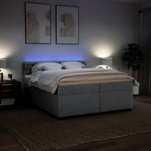 Κρεβάτι Boxspring με Στρώμα Ανοιχτό Γκρι 200x200 εκ. Υφασμάτινο - Pakobazaar