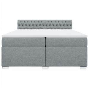 Κρεβάτι Boxspring με Στρώμα Ανοιχτό Γκρι 200x200 εκ. Υφασμάτινο - Pakobazaar