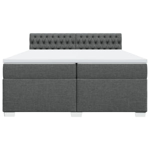 Κρεβάτι Boxspring με Στρώμα Σκούρο Γκρι 200x200 εκ. Υφασμάτινο