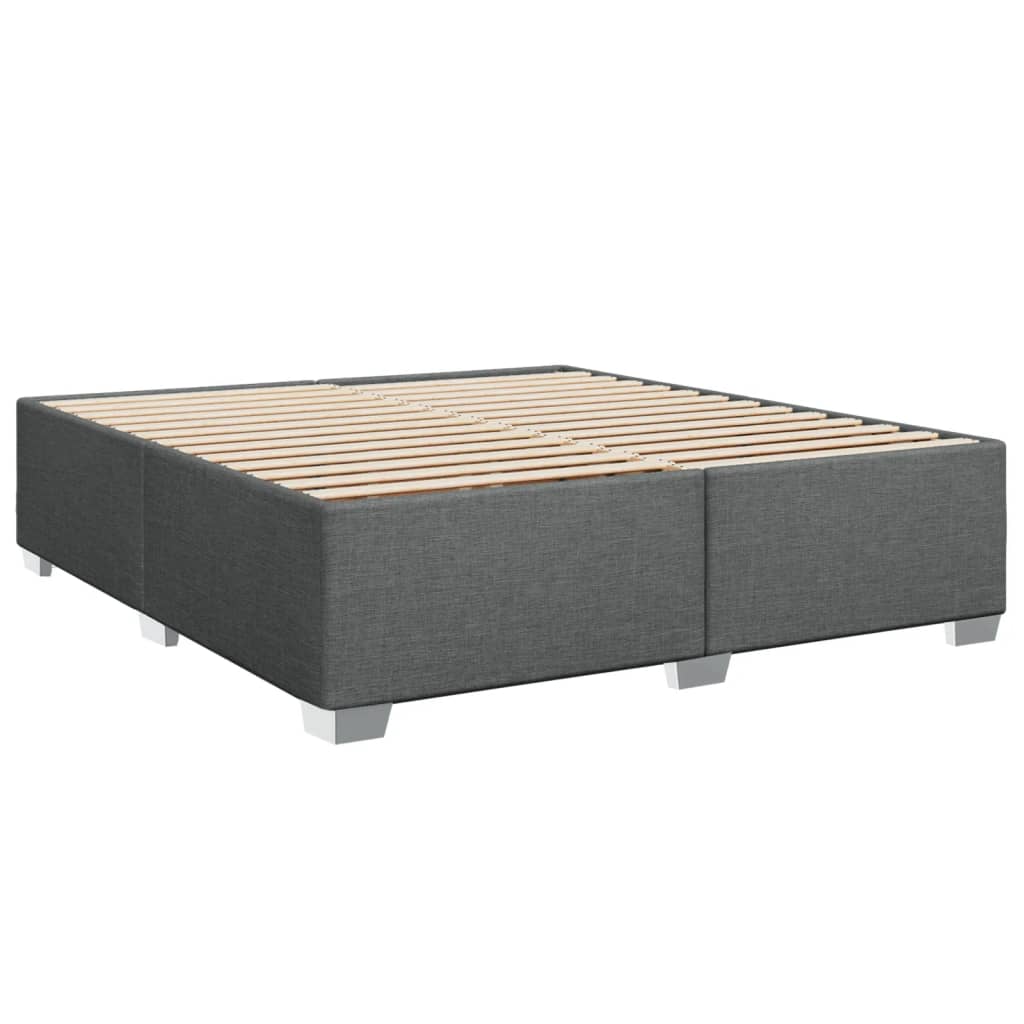 Κρεβάτι Boxspring με Στρώμα Σκούρο Γκρι 200x200 εκ. Υφασμάτινο
