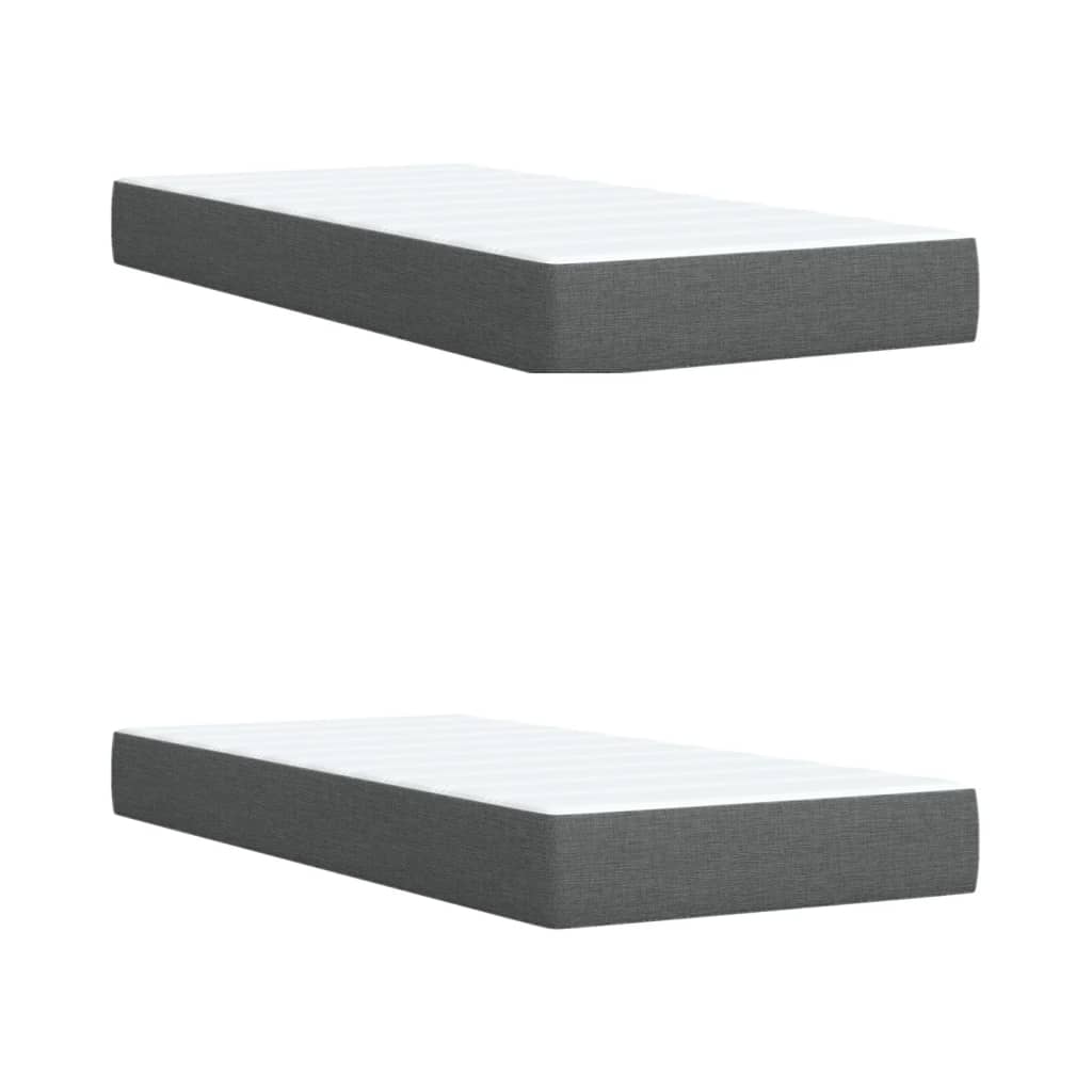 Κρεβάτι Boxspring με Στρώμα Σκούρο Γκρι 200x200 εκ. Υφασμάτινο