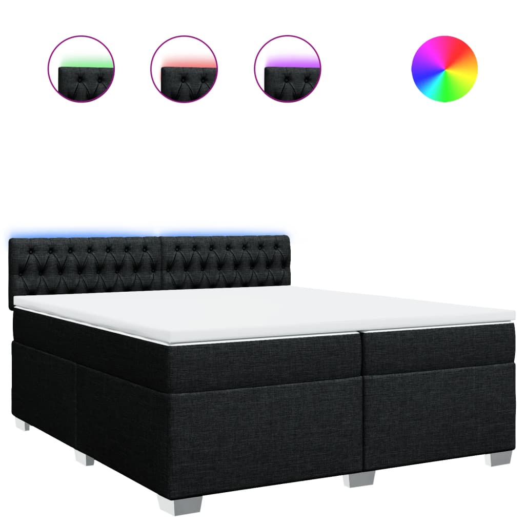 Κρεβάτι Boxspring με Στρώμα Μαύρο 200x200 εκ. Υφασμάτινο - Pakobazaar