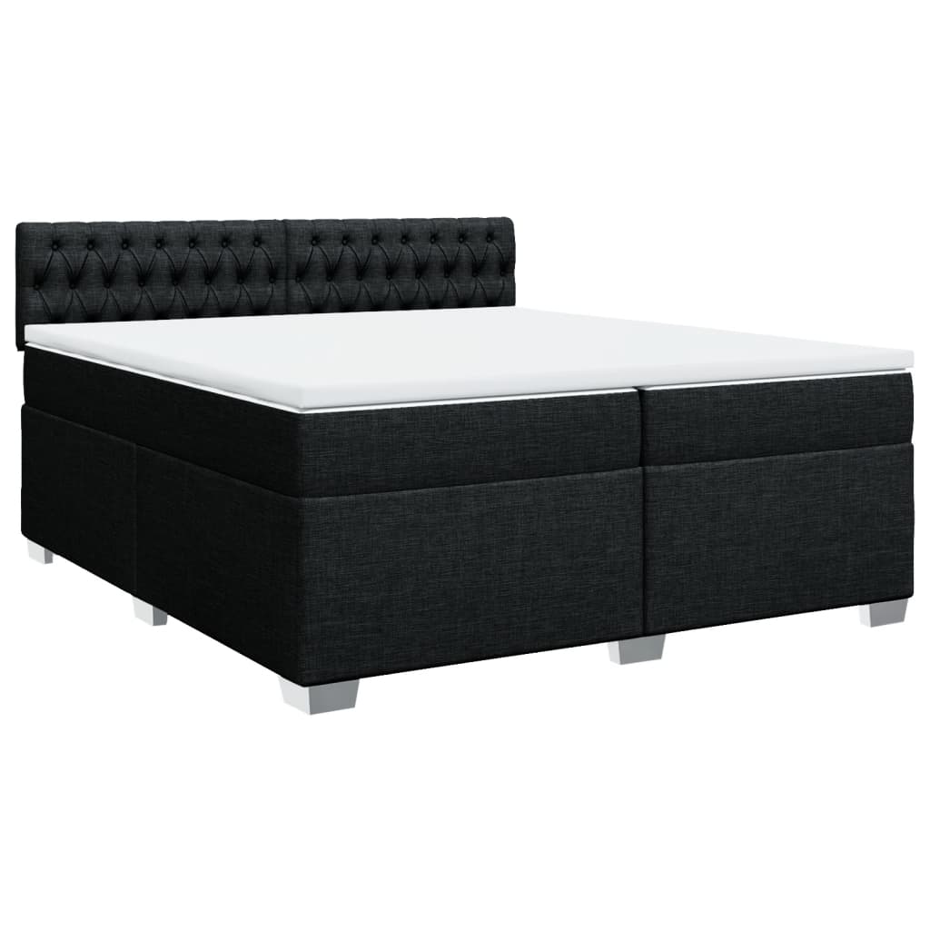 Κρεβάτι Boxspring με Στρώμα Μαύρο 200x200 εκ. Υφασμάτινο - Pakobazaar