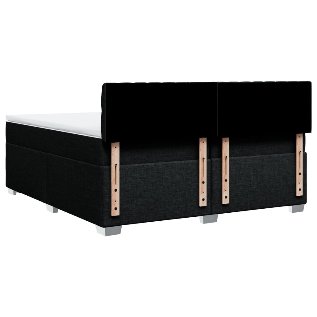 Κρεβάτι Boxspring με Στρώμα Μαύρο 200x200 εκ. Υφασμάτινο - Pakobazaar
