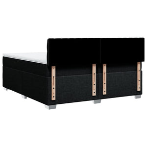 Κρεβάτι Boxspring με Στρώμα Μαύρο 200x200 εκ. Υφασμάτινο - Pakobazaar
