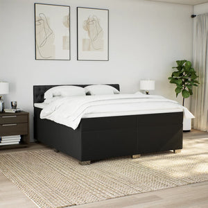 Κρεβάτι Boxspring με Στρώμα Μαύρο 200x200 εκ. Υφασμάτινο - Pakobazaar