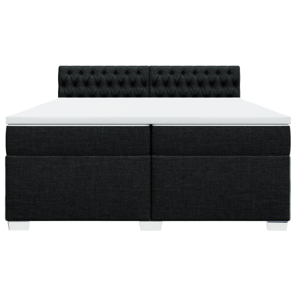 Κρεβάτι Boxspring με Στρώμα Μαύρο 200x200 εκ. Υφασμάτινο - Pakobazaar