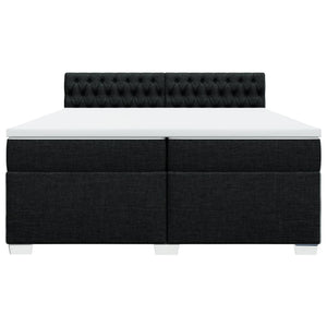 Κρεβάτι Boxspring με Στρώμα Μαύρο 200x200 εκ. Υφασμάτινο - Pakobazaar