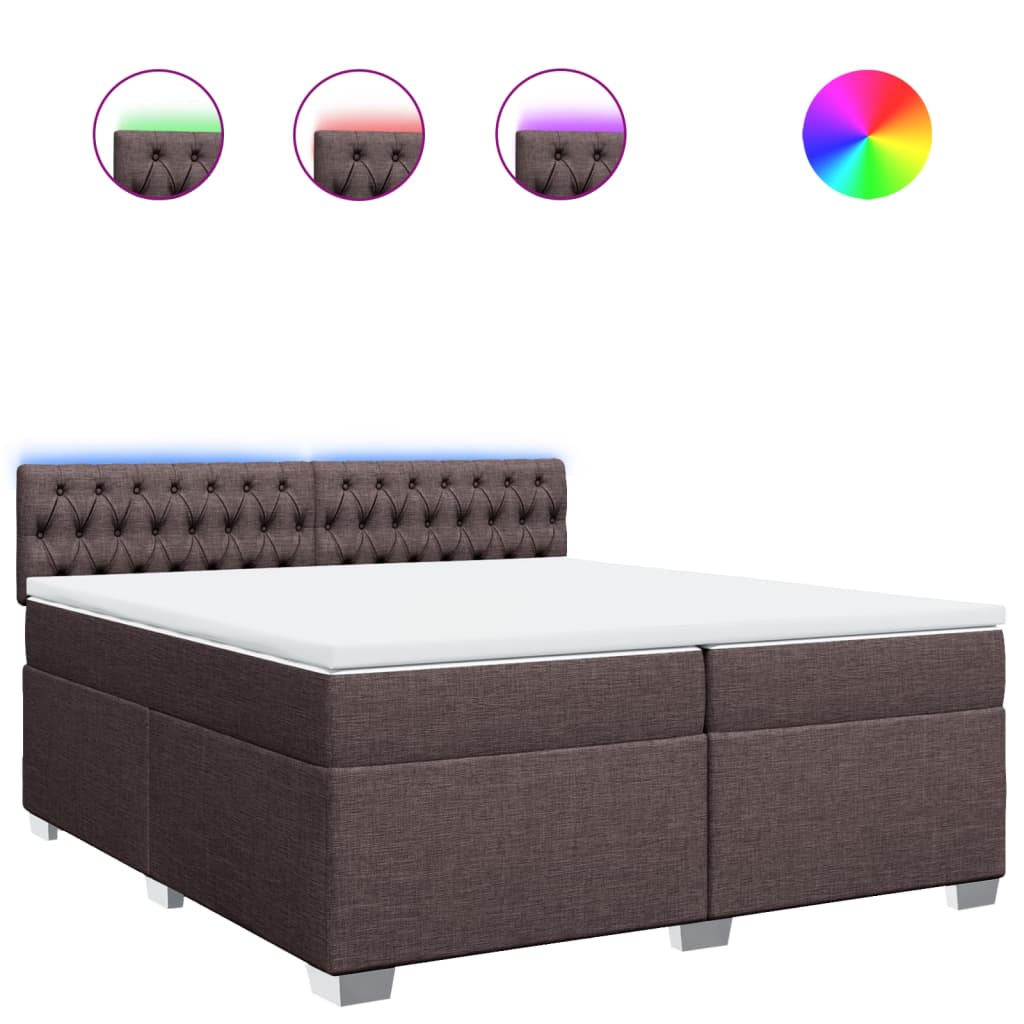 Κρεβάτι Boxspring με Στρώμα Σκούρο Καφέ 200x200 εκ. Υφασμάτινο