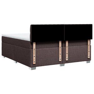 Κρεβάτι Boxspring με Στρώμα Σκούρο Καφέ 200x200 εκ. Υφασμάτινο