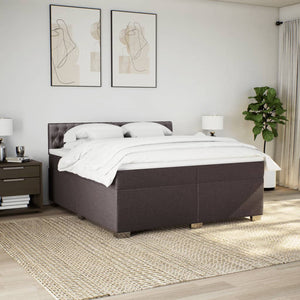 Κρεβάτι Boxspring με Στρώμα Σκούρο Καφέ 200x200 εκ. Υφασμάτινο