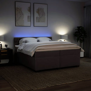 Κρεβάτι Boxspring με Στρώμα Σκούρο Καφέ 200x200 εκ. Υφασμάτινο