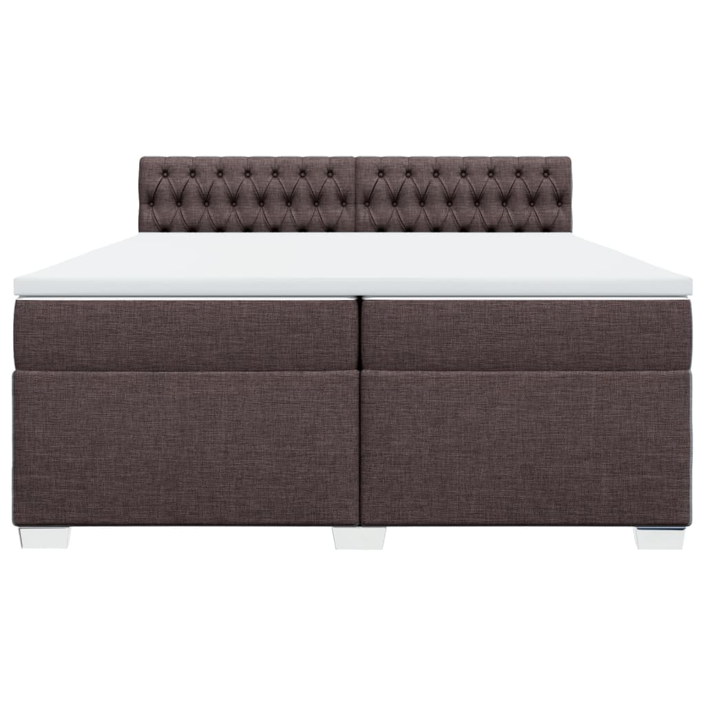 Κρεβάτι Boxspring με Στρώμα Σκούρο Καφέ 200x200 εκ. Υφασμάτινο