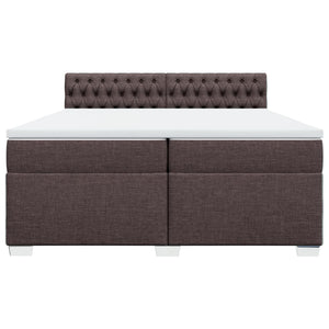 Κρεβάτι Boxspring με Στρώμα Σκούρο Καφέ 200x200 εκ. Υφασμάτινο