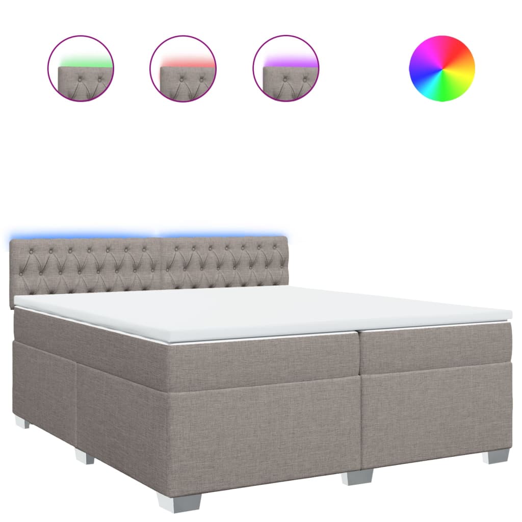Κρεβάτι Boxspring με Στρώμα Taupe 200x200 εκ. Υφασμάτινο - Pakobazaar