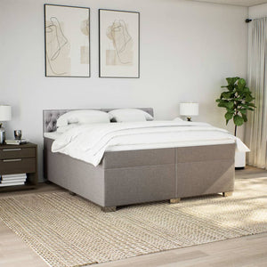 Κρεβάτι Boxspring με Στρώμα Taupe 200x200 εκ. Υφασμάτινο - Pakobazaar