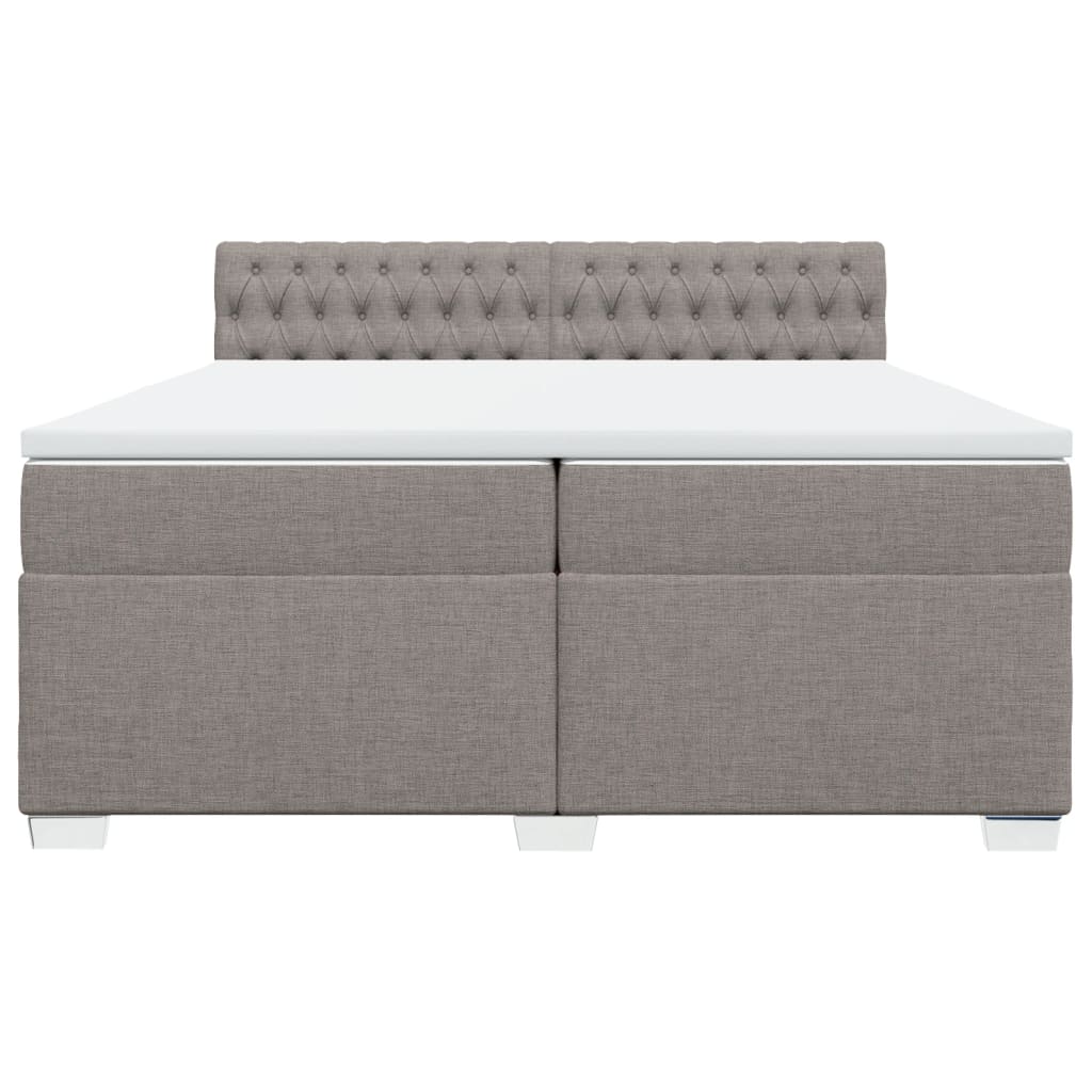 Κρεβάτι Boxspring με Στρώμα Taupe 200x200 εκ. Υφασμάτινο - Pakobazaar
