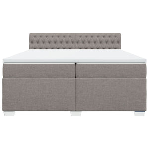 Κρεβάτι Boxspring με Στρώμα Taupe 200x200 εκ. Υφασμάτινο - Pakobazaar