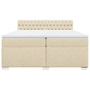Κρεβάτι Boxspring με Στρώμα Κρεμ 200x200 εκ. Υφασμάτινο - Pakobazaar