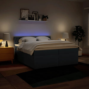 Κρεβάτι Boxspring με Στρώμα Μπλε 200x200 εκ. Υφασμάτινο - Pakobazaar