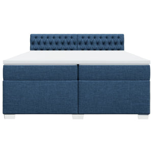 Κρεβάτι Boxspring με Στρώμα Μπλε 200x200 εκ. Υφασμάτινο - Pakobazaar