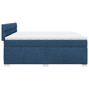 Κρεβάτι Boxspring με Στρώμα Μπλε 200x200 εκ. Υφασμάτινο - Pakobazaar