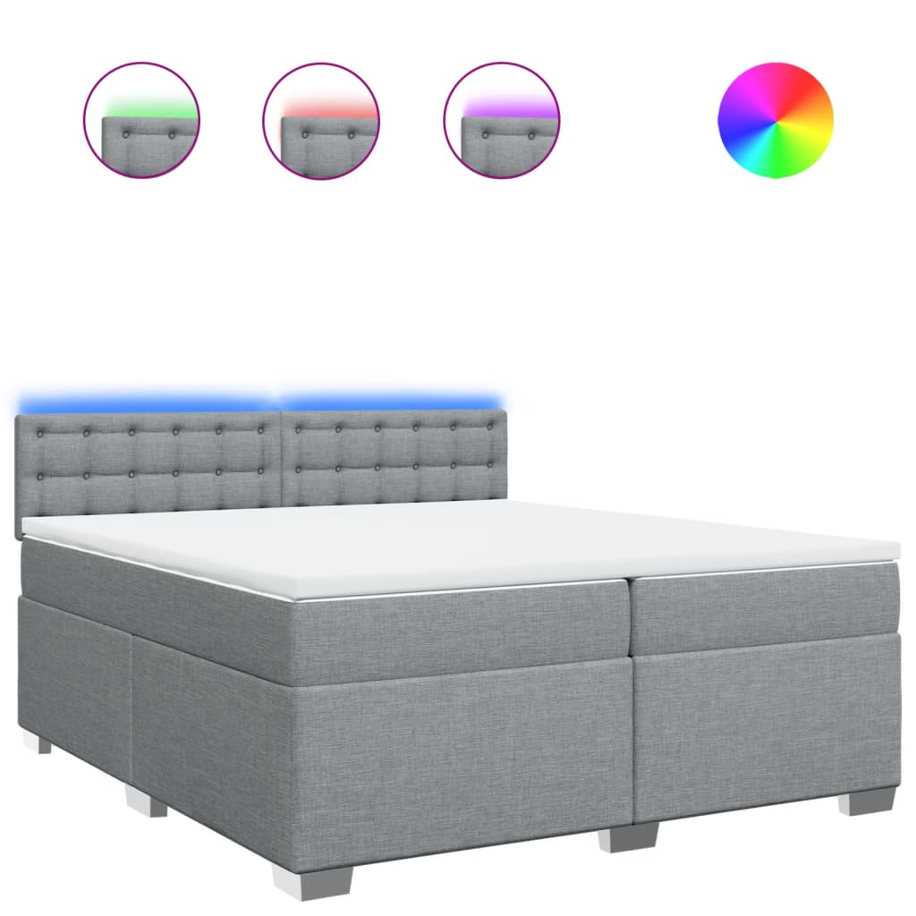 Κρεβάτι Boxspring με Στρώμα Ανοιχτό Γκρι 200x200 εκ. Υφασμάτινο - Pakobazaar