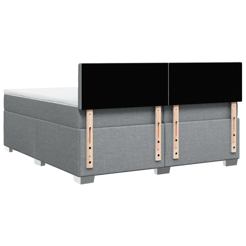 Κρεβάτι Boxspring με Στρώμα Ανοιχτό Γκρι 200x200 εκ. Υφασμάτινο - Pakobazaar