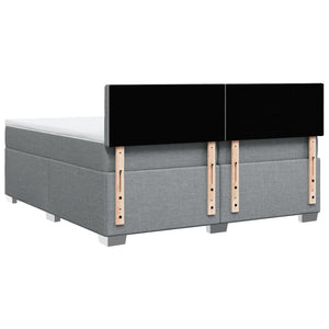 Κρεβάτι Boxspring με Στρώμα Ανοιχτό Γκρι 200x200 εκ. Υφασμάτινο - Pakobazaar