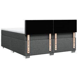 Κρεβάτι Boxspring με Στρώμα Σκούρο Γκρι 200x200 εκ. Υφασμάτινο - Pakobazaar