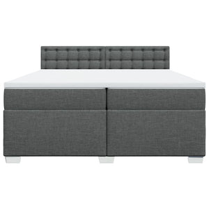 Κρεβάτι Boxspring με Στρώμα Σκούρο Γκρι 200x200 εκ. Υφασμάτινο - Pakobazaar