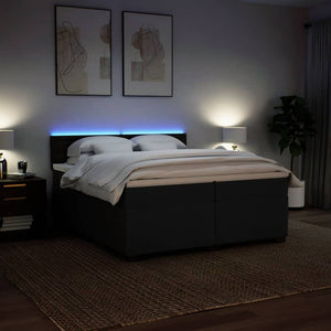 Κρεβάτι Boxspring με Στρώμα Μαύρο 200x200 εκ. Υφασμάτινο - Pakobazaar