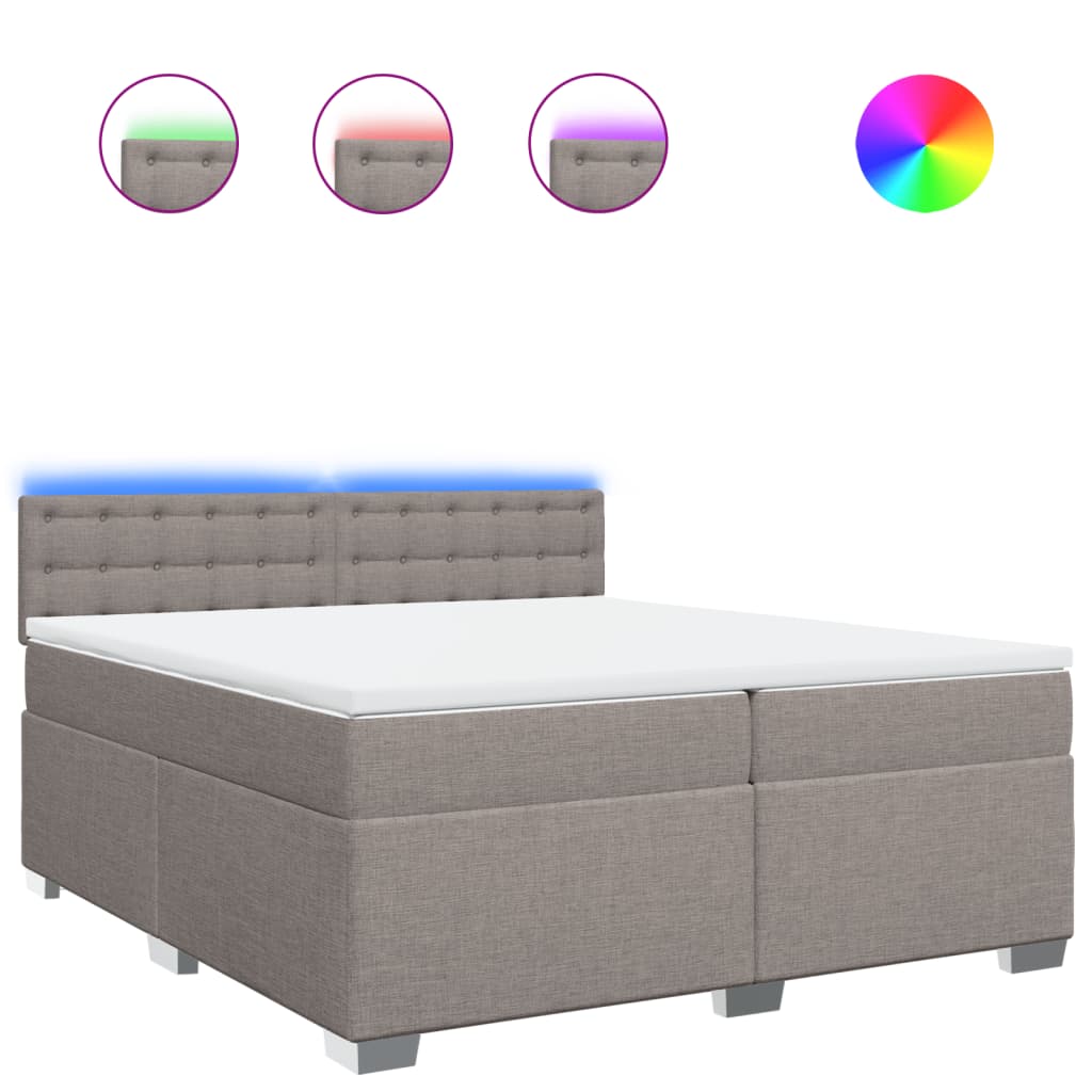Κρεβάτι Boxspring με Στρώμα Taupe 200x200 εκ. Υφασμάτινο - Pakobazaar