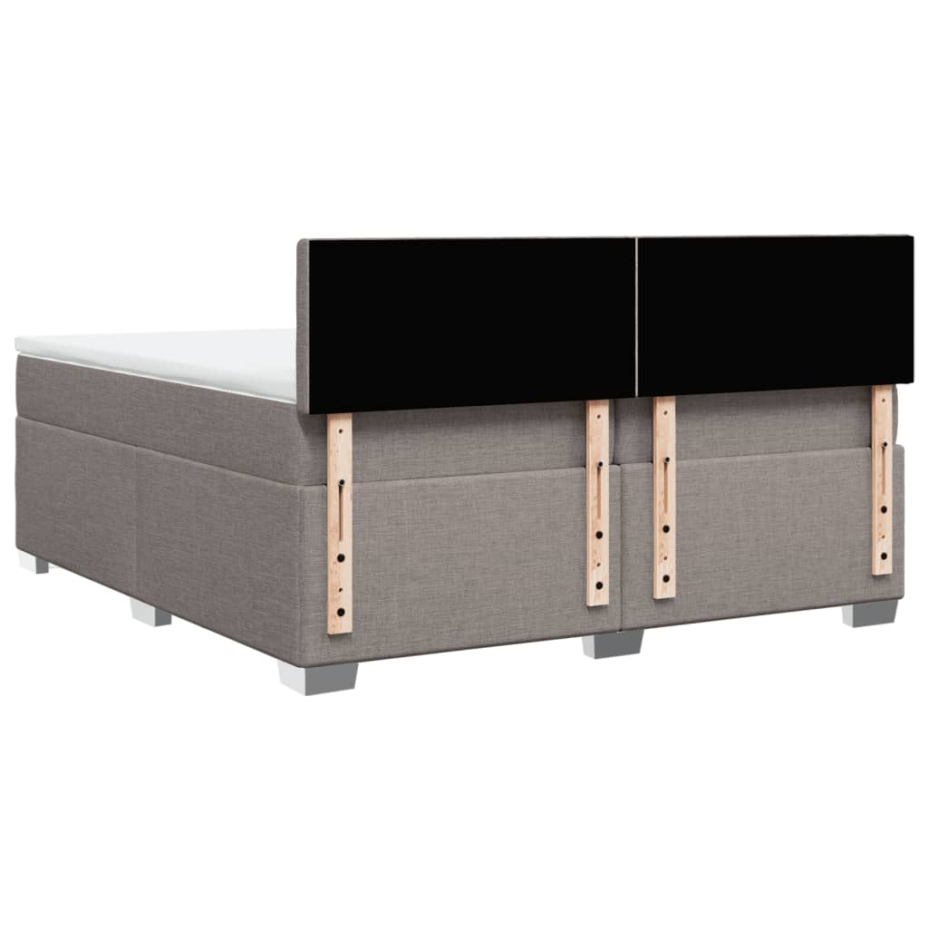 Κρεβάτι Boxspring με Στρώμα Taupe 200x200 εκ. Υφασμάτινο - Pakobazaar