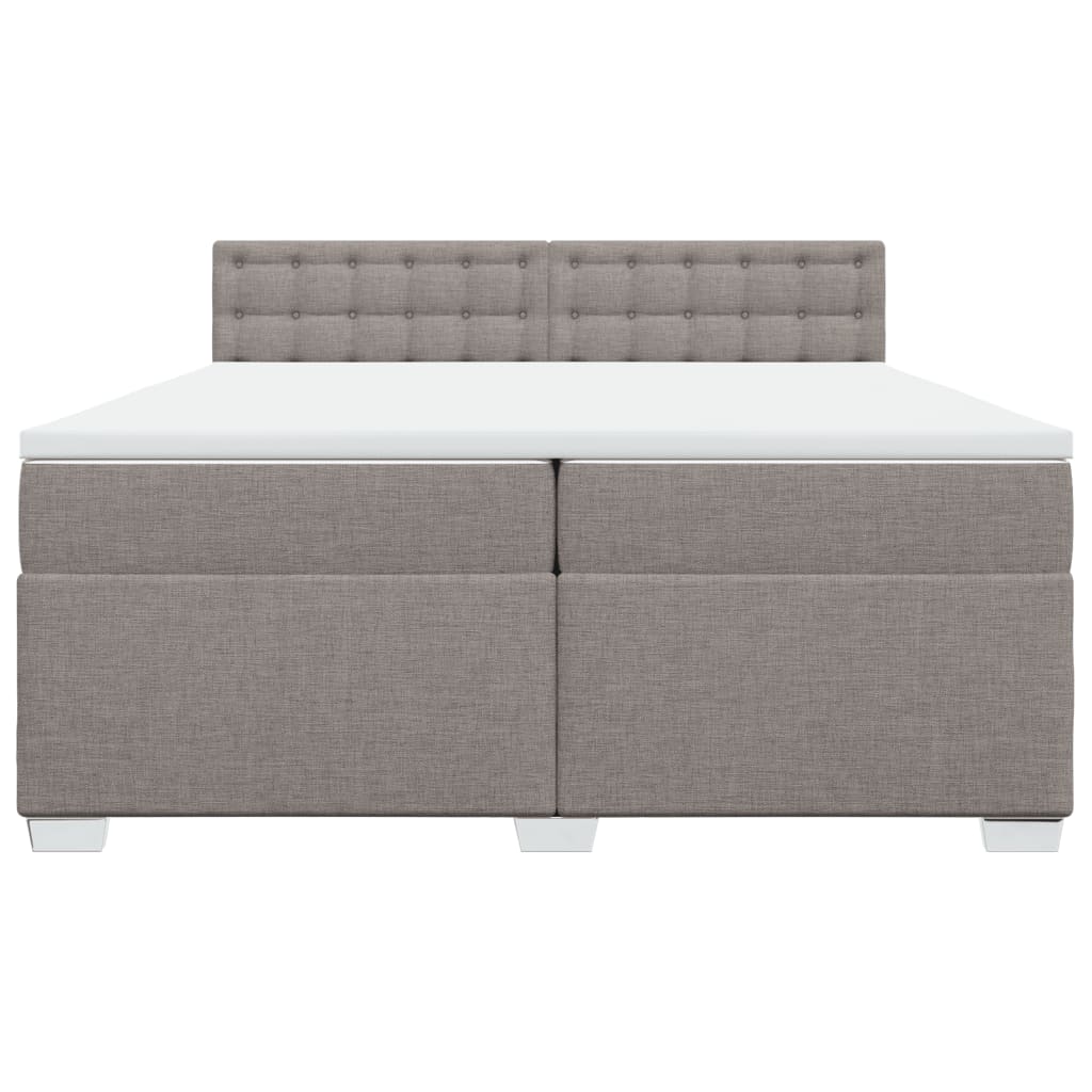 Κρεβάτι Boxspring με Στρώμα Taupe 200x200 εκ. Υφασμάτινο - Pakobazaar