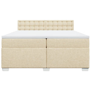 Κρεβάτι Boxspring με Στρώμα Κρεμ 200x200 εκ. Υφασμάτινο - Pakobazaar