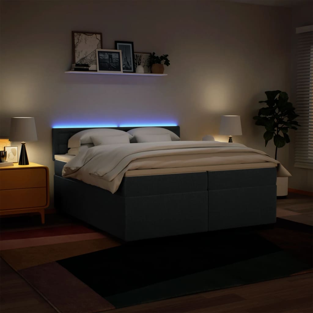 Κρεβάτι Boxspring με Στρώμα Μπλε 200x200 εκ. Υφασμάτινο - Pakobazaar