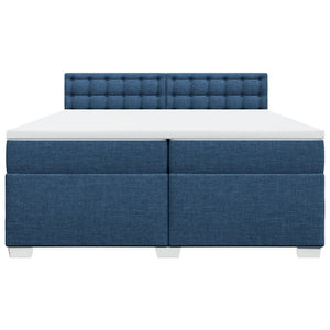 Κρεβάτι Boxspring με Στρώμα Μπλε 200x200 εκ. Υφασμάτινο - Pakobazaar