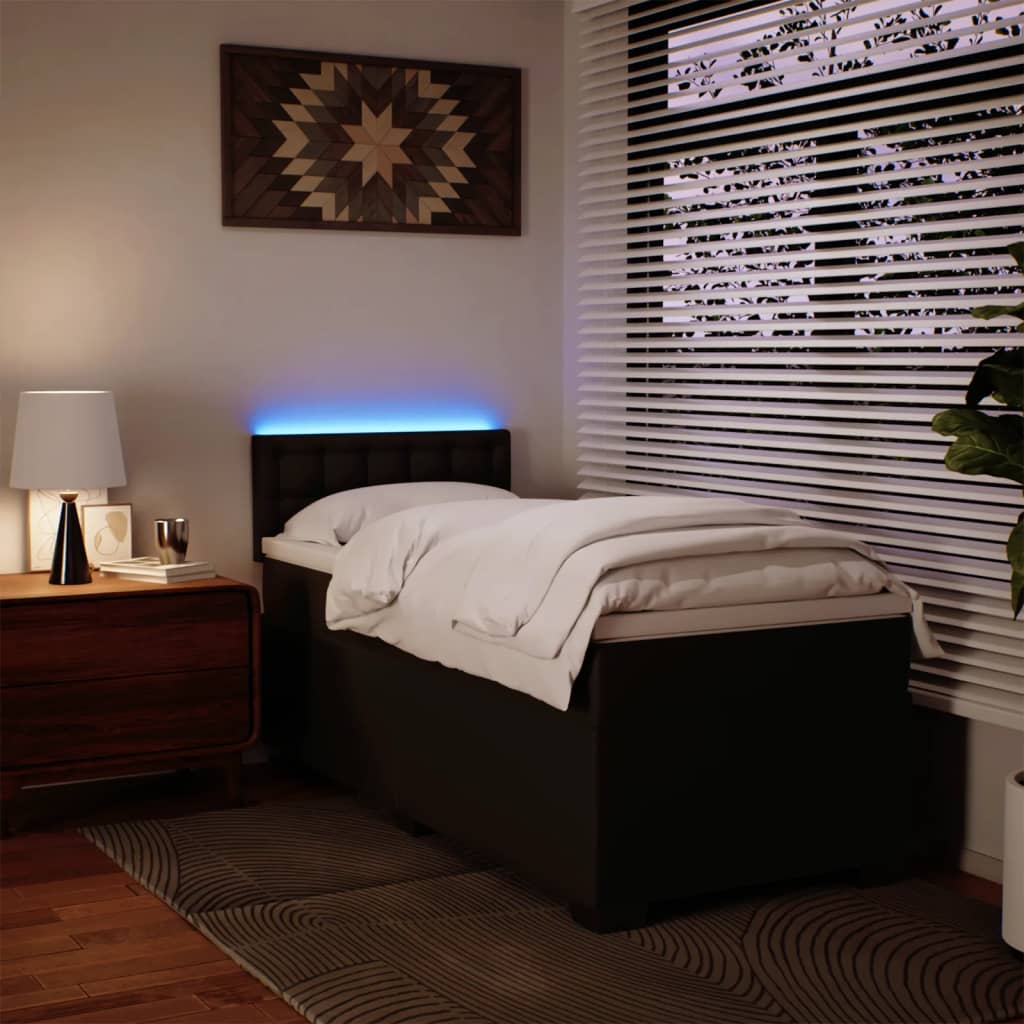 Κρεβάτι Boxspring με Στρώμα Μαύρο 80 x 200 εκ. Συνθετικό Δέρμα - Pakobazaar