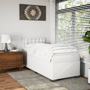 Κρεβάτι Boxspring με Στρώμα Λευκό 80 x 200 εκ. Συνθετικό Δέρμα - Pakobazaar