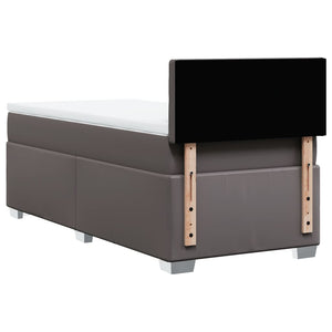 Κρεβάτι Boxspring με Στρώμα Γκρι 80 x 200 εκ. Συνθετικό Δέρμα - Pakobazaar